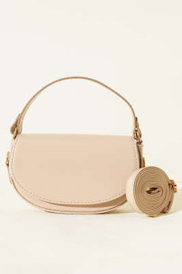 Mıknatıslı Oval El Çanta Bej - Kol Çantası