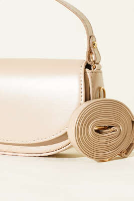 Mıknatıslı Oval El Çanta Bej - Kol Çantası