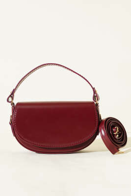 Mıknatıslı Oval El Çanta Bordo - Kol Çantası