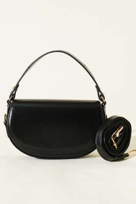 Mıknatıslı Oval El Çanta Siyah - Kol Çantası