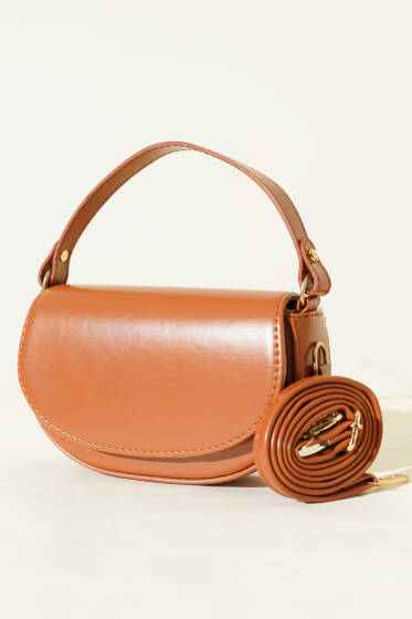 Mıknatıslı Oval El Çanta Taba - Kol Çantası