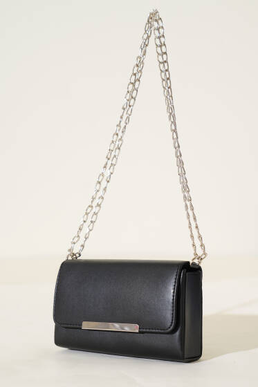 Mıknatıslı Zincir Askılı Çanta Siyah - Kol Çantası