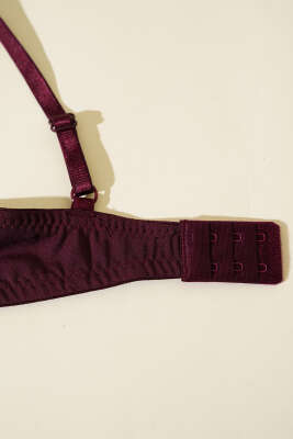 Mikro Çapraz İp Askılı Destekli Sütyen Koyu Mürdüm - İndirim İç Giyim