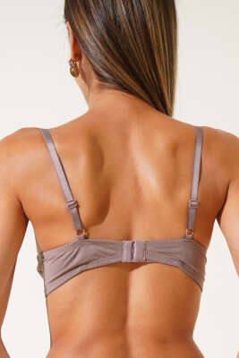 Mikro Çapraz İp Askılı Destekli Sütyen Vizon - İndirim İç Giyim