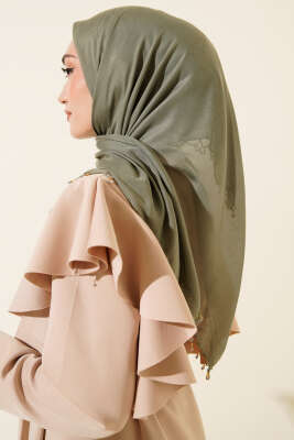 Mini Boncuk Detaylı Eşarp Çağla Yeşili - Başörtüsü