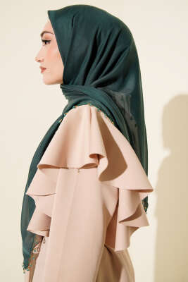 Mini Boncuk Detaylı Eşarp Zümrüt - Başörtüsü