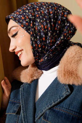 Mini Çiçek Desenli Eşarp Parlement - SİNEM EŞARP