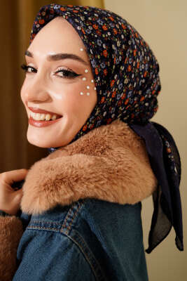 Mini Çiçek Desenli Eşarp Parlement - Başörtüsü