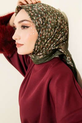 Mini Çiçek Desenli Eşarp Zümrüt - Başörtüsü