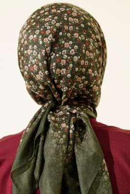 Mini Çiçek Desenli Eşarp Zümrüt - Başörtüsü