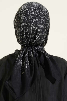 Mini Çiçek Detaylı Eşarp Antrasit - Başörtüsü