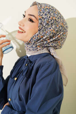 Mini Çiçek Detaylı Eşarp Taş - Başörtüsü