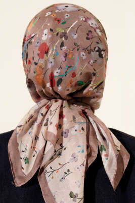 Mini Çiçek Detaylı Soft Eşarp Kum Bej - Başörtüsü