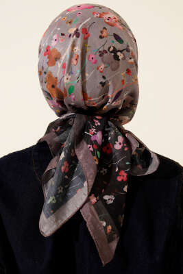 Mini Çiçek Detaylı Soft Eşarp Vizon - Başörtüsü