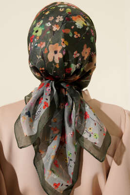Mini Çiçek Detaylı Soft Eşarp Zümrüt - Başörtüsü