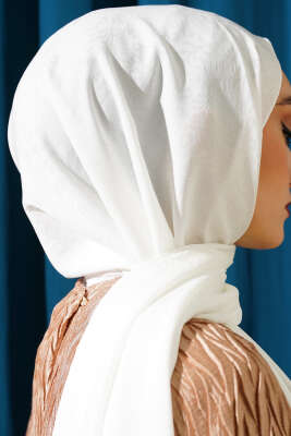 Mini Çiçekli Jakar Şal Beyaz -09 - Yılın Fırsatı