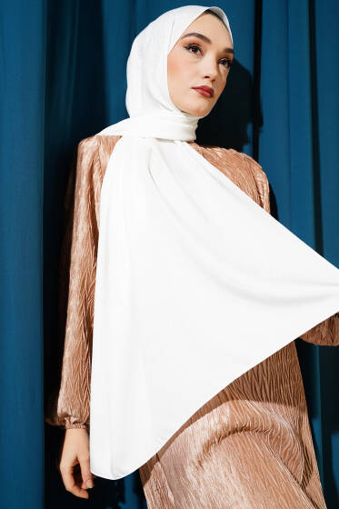 Mini Çiçekli Jakar Şal Beyaz -09 - Yılın Fırsatı