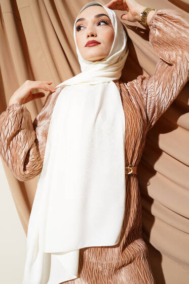 Mini Çiçekli Jakar Şal Ekru -22 - Yılın Fırsatı