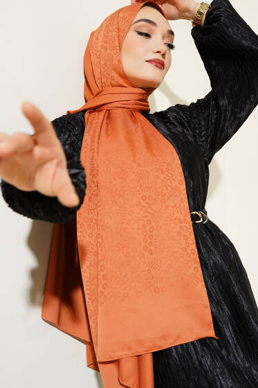 Mini Çiçekli Jakar Şal Kiremit -27 - Yılın Fırsatı