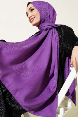 Mini Çiçekli Jakar Şal Menekşe -129 