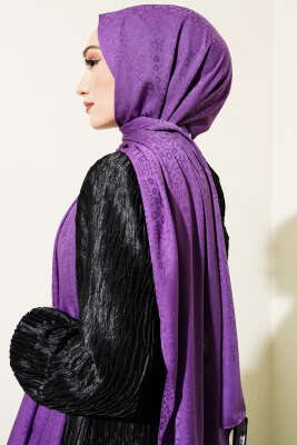 Mini Çiçekli Jakar Şal Menekşe -129 - Yılın Fırsatı