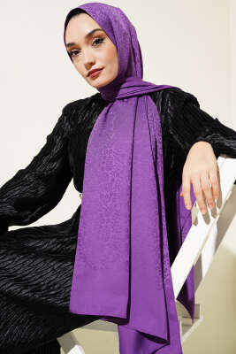 Mini Çiçekli Jakar Şal Menekşe -129 - Yılın Fırsatı