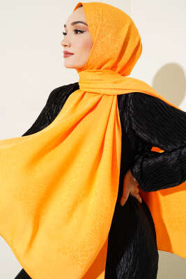 Mini Çiçekli Jakar Şal Oranj -135 