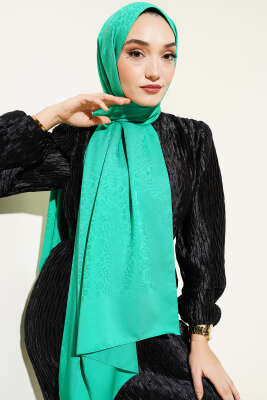 Mini Çiçekli Jakar Şal Yeşil -114 - Yılın Fırsatı