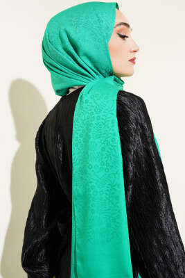 Mini Çiçekli Jakar Şal Yeşil -114 - Yılın Fırsatı