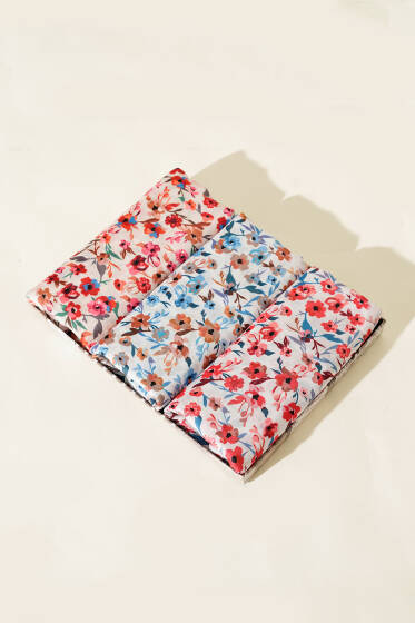 Mini Çiçekli Soft 3'lü Şal Seti Asorti 2 - Desenli Şal Seti