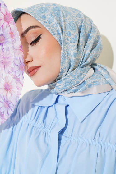 Mini Çiçekli Soft Eşarp Bej - Başörtüsü