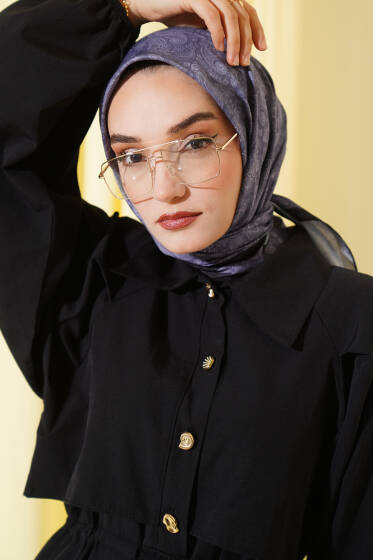 Mini Çiçekli Soft Eşarp Füme - Başörtüsü