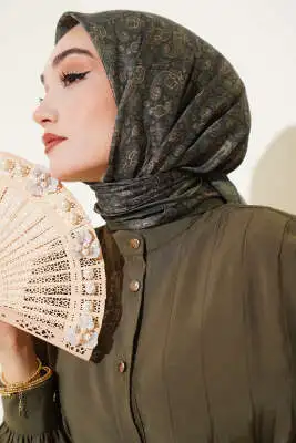 Mini Çiçekli Soft Eşarp Zümrüt - Başörtüsü