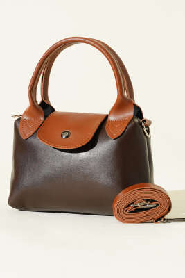 Mini Classic Çıtçıtlı Kadın El Çantası Acı Kahve - ŞENTÜRK ÇANTA