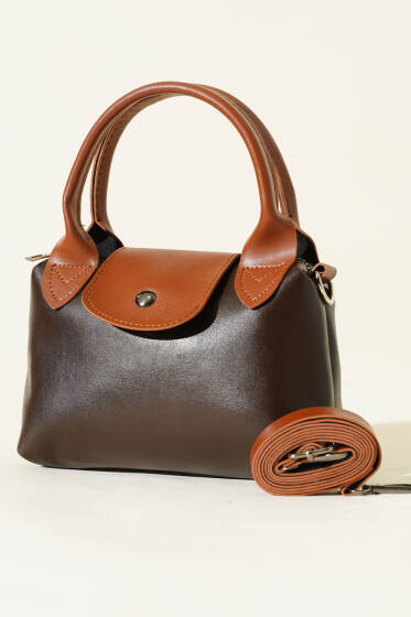 Mini Classic Çıtçıtlı Kadın El Çantası Acı Kahve - Kol Çantası