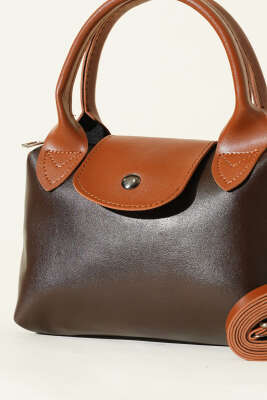 Mini Classic Çıtçıtlı Kadın El Çantası Acı Kahve - Kol Çantası