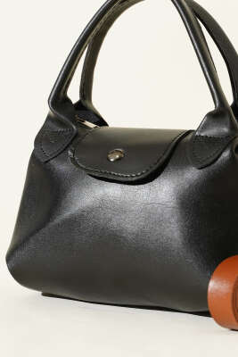 Mini Classic Çıtçıtlı Kadın El Çantası Siyah - Kol Çantası