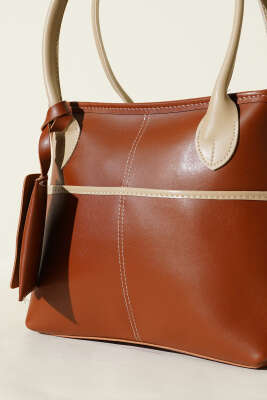 Mini Cüzdan Detaylı Uzun Kulplu Çanta Taba Bej - Kol Çantası