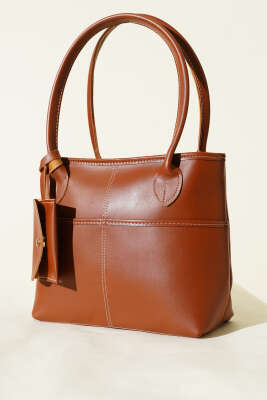 Mini Cüzdan Detaylı Uzun Kulplu Çanta Taba - Kol Çantası