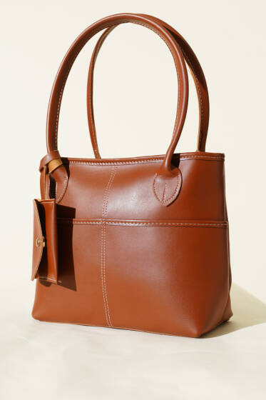 Mini Cüzdan Detaylı Uzun Kulplu Çanta Taba - Kol Çantası