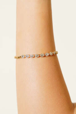 Mini Damla Taşlı Bileklik Gold - Bileklik