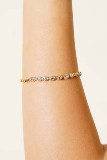 Mini Damla Taşlı Bileklik Gold - Bileklik