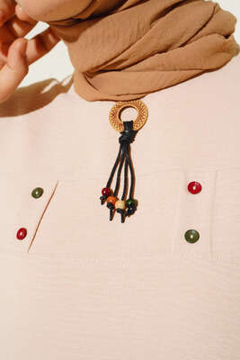 Mini Düğme Detaylı Tunik Bej - Tunik