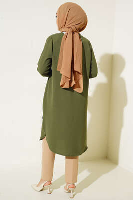 Mini Düğme Detaylı Tunik Haki - Tunik