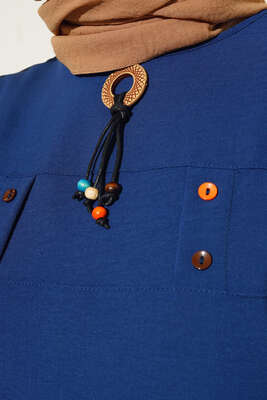 Mini Düğme Detaylı Tunik İndigo - Tunik