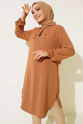 Mini Düğme Detaylı Tunik Latte - Tunik