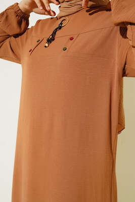 Mini Düğme Detaylı Tunik Latte - Tunik