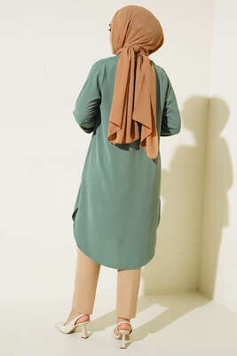 Mini Düğme Detaylı Tunik Mint Yeşil - Tunik