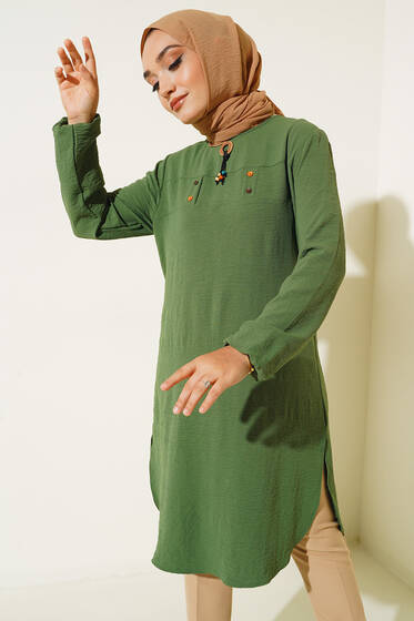 Mini Düğme Detaylı Tunik Nefti - Tunik