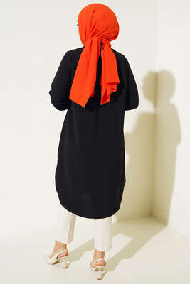 Mini Düğme Detaylı Tunik Siyah - Tunik